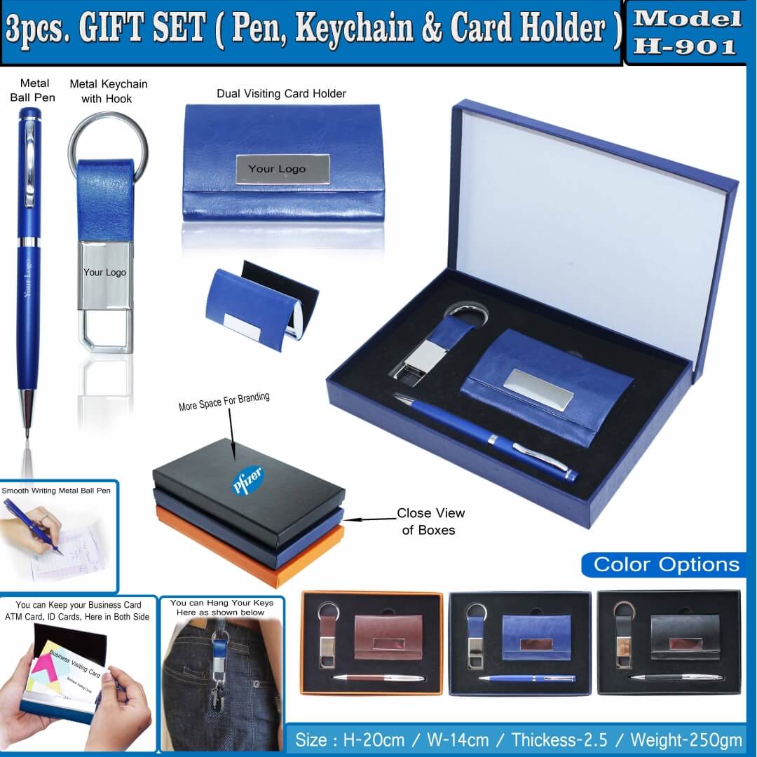 3 in 1 Gift Set - Ball Pen, Keychain and Card Holder 906