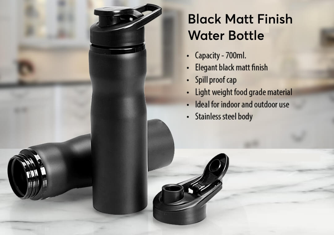 Black Matt Finish Water Bottle