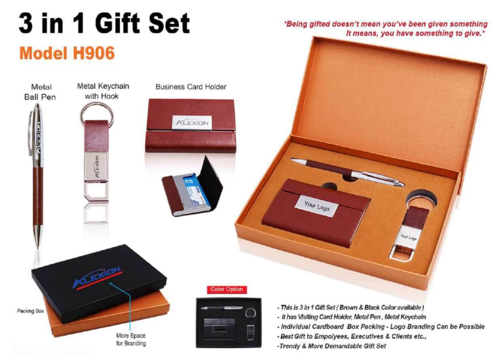 Ball Pen, Keychain and Card Holder 3 in 1 Gift Set - 906