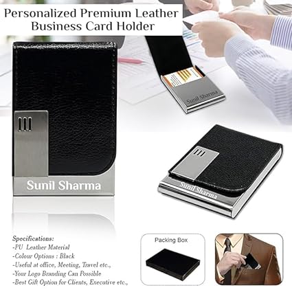 5 in 1 Customized Name Gift Set Pen, Diary, Bottle 500ml, Card Holder, Keychain - Black
